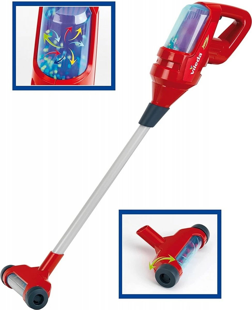Set pastrimi lodër Klein Vileda, me fshesë me korent, për fëmijë, Kuqe/Zi