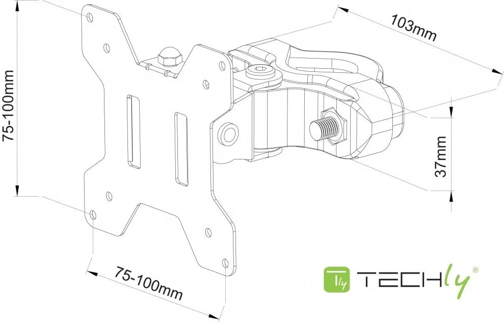Mbajtëse për televizor Techly ICALCD100BK, 13-30", e zezë