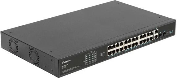 Switch Lanberg RSFE-24P-2C-360, 24x PoE+, 2x SFP, 1U, i zi