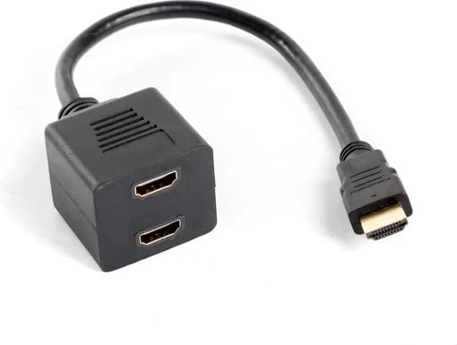 Ndajës video Lanberg AD-0019-BK, HDMI në 2x HDMI, zi