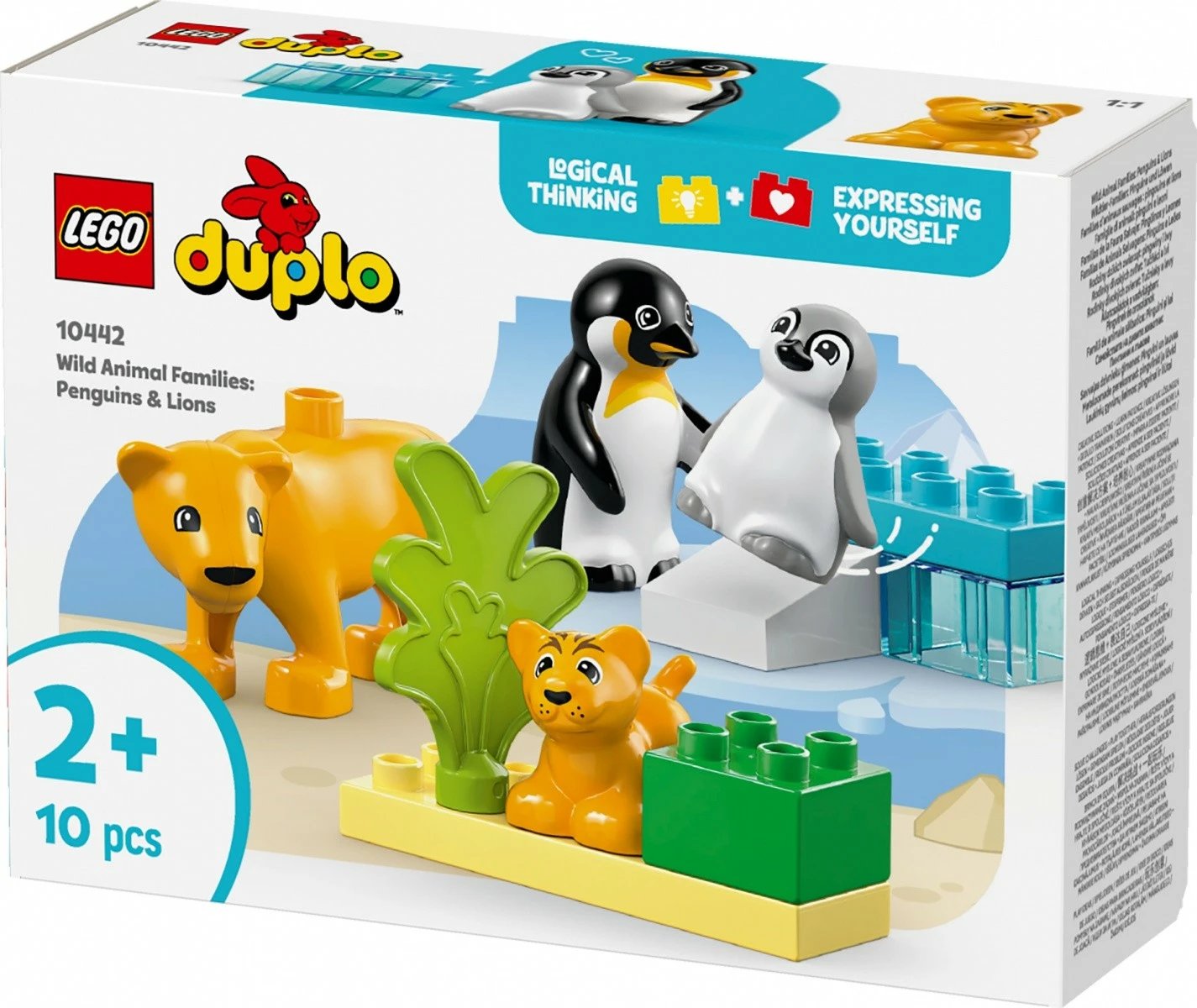 Set lodrash LEGO DUPLO 10442 Wild Animal Families: Penguins & Lions, 10 pjesë, për fëmijë 2+