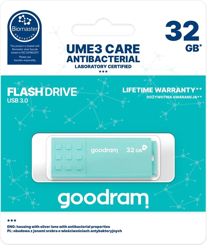 USB Goodram UME3, 32 GB, USB Type-A 3.2 Gen 1, e kaltër