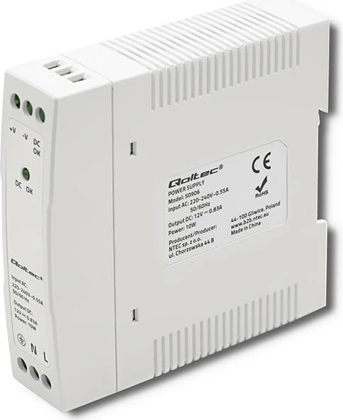 Furnizues energjie Qoltec 50906, 10W, 12V, 0.83A, i bardhë, SLIM