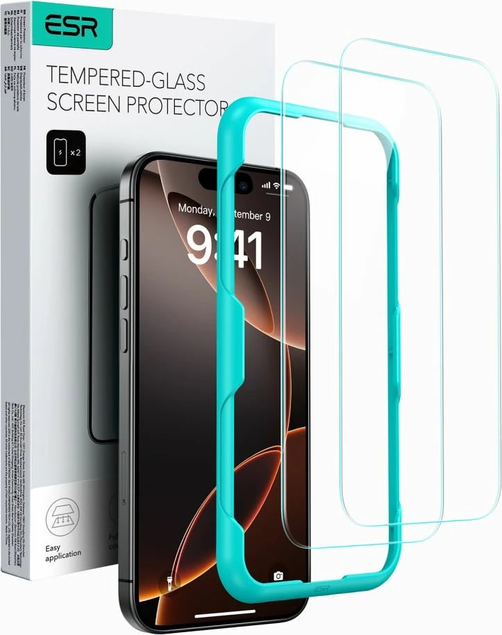 Mbrojtës ekrani xhami ESR për iPhone 15 Pro Max, 2 copë, Transparent