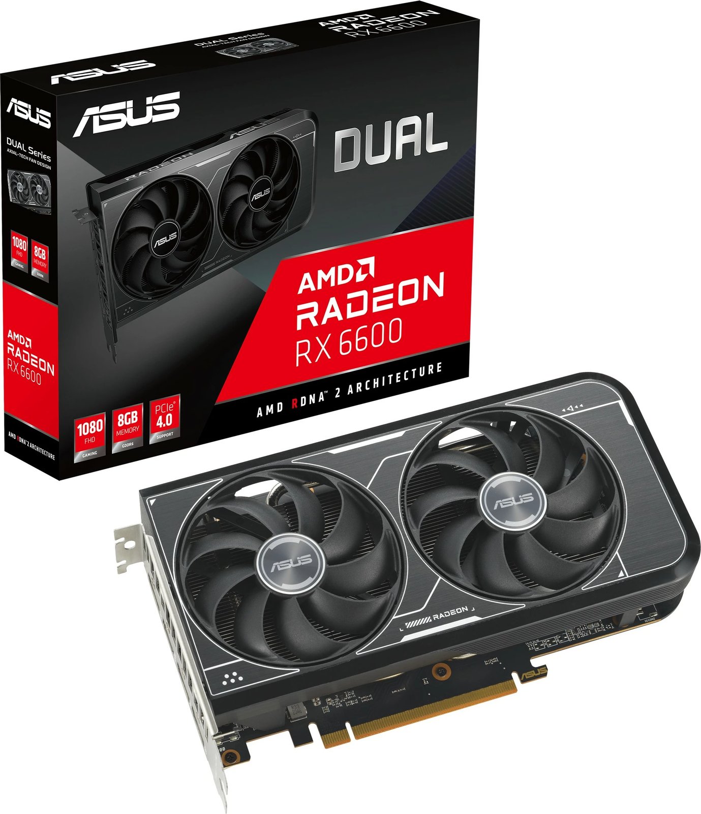 Kartelë grafike ASUS Dual RX6600 V3, 8 GB, GDDR6, PCI Express 4.0, e zezë Kartelë grafike ASUS Dual RX6600 V3, 8 GB, GDDR6, PCI Express 4.0, e zezë