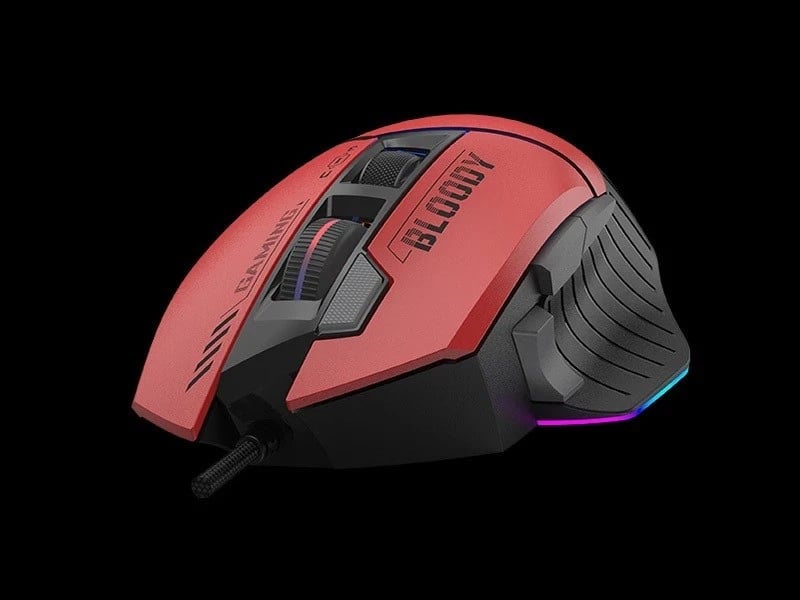 Mausi për lojëra A4tech Bloody W95Max, USB, me dritat RGB dhe ngjyrë të zeza-kuqe