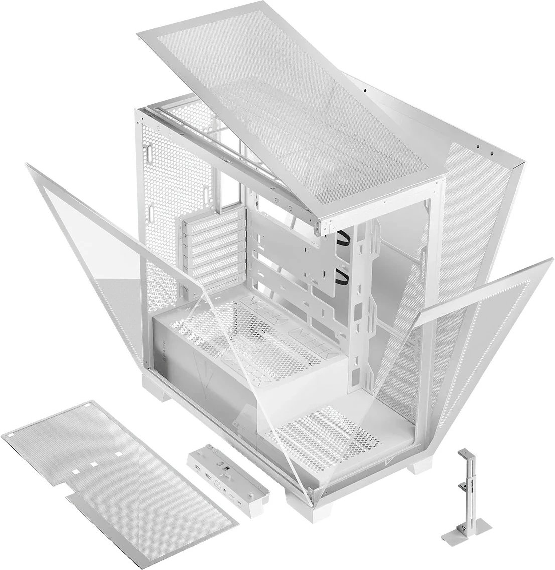 Kasë MODECOM Volcano Space MIDI, ATX, ITX, Micro ATX, ARGB, xham i temperuar, e bardhë