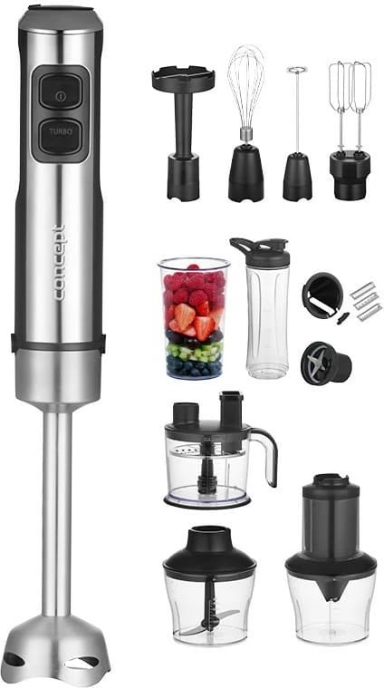 Blender dore Concept TM5500, 1500 W, set aksesorësh, Inox/zi