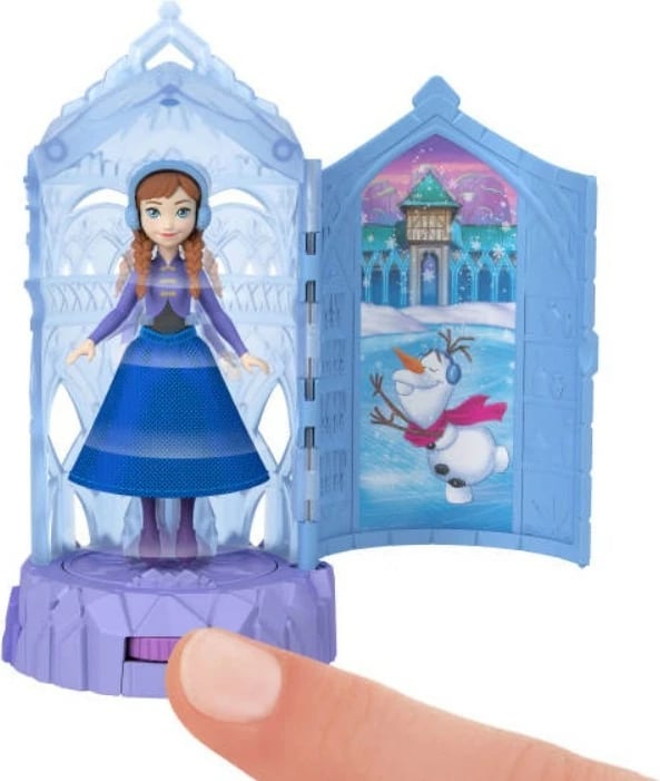 Set lodrash Frozen Mattel JCR90 me kukull të vogël dhe mini-pallat akulli, për vajza