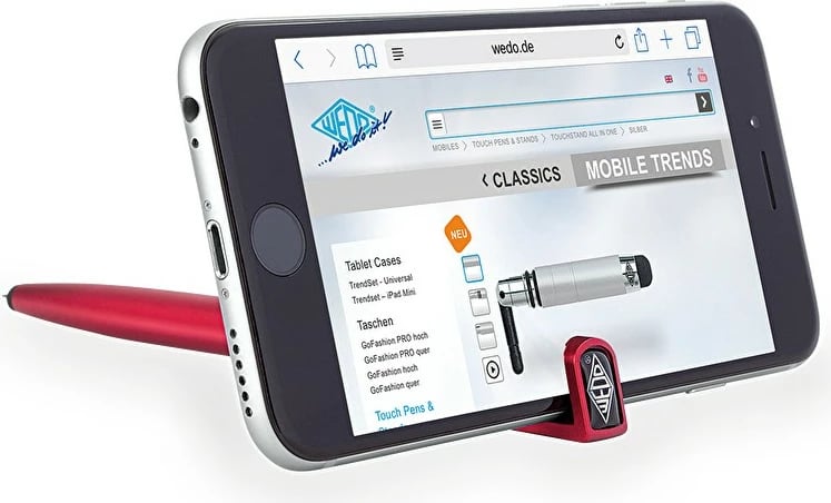 Stilolaps touch pen WEDO Triple, 3-në-1, i kuq/zi/argjendtë/kaltër