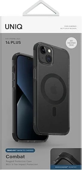 Mbështjellës UNIQ Combat Magclick Charging për iPhone 14 Plus / 15 Plus 6.7", i zi