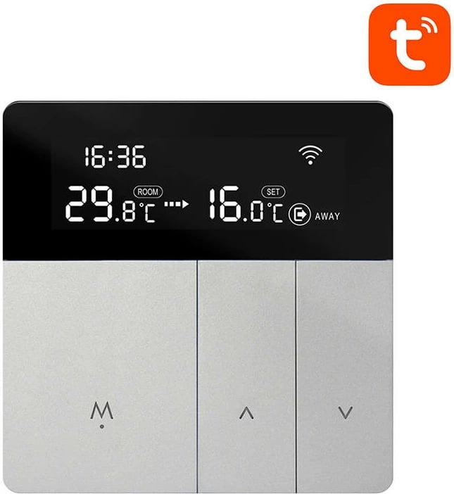 Termostat smart për ngrohës uji, Avatto WT50-WH-3A, Wi‑Fi 2.4 GHz, Tuya/Smart Life, ekran LCD, ngarkesë 3A, gri