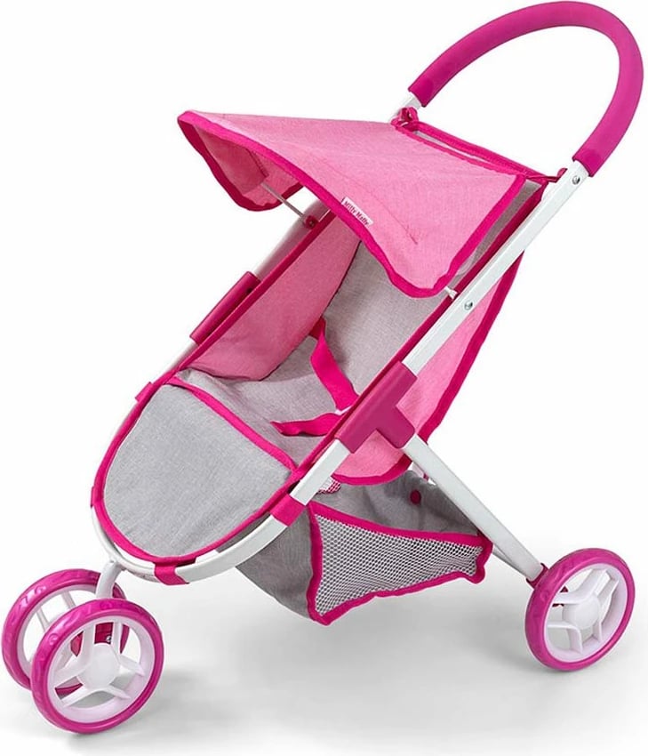 Karrocë golf për kukulla, Milly Mally, Susie Prestige, për kukulla deri 50 cm, tre rrota, mbulesë poliestër e larshme, rozë