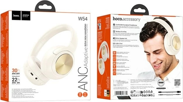 Kufje HOCO W54 wireless me ANC, Bluetooth, Milk