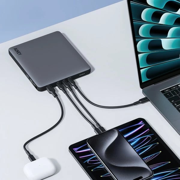 Power bank AUKEY PB-Y44, 20000mAh, 100W, 4xUSB, Gri