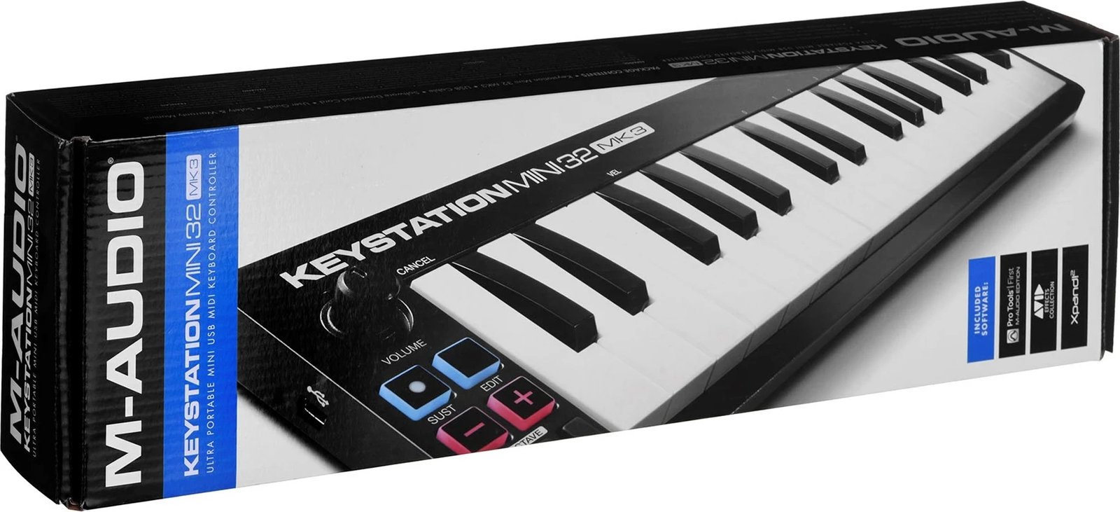 Tastierë MIDI M-AUDIO Keystation Mini 32 MK3, 32 taste, USB, Bardhë, Zi