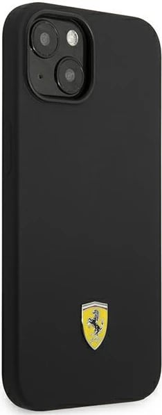 Mbështjellës Ferrari Silicone Metal Logo për iPhone 14 Plus 6.7", i zi