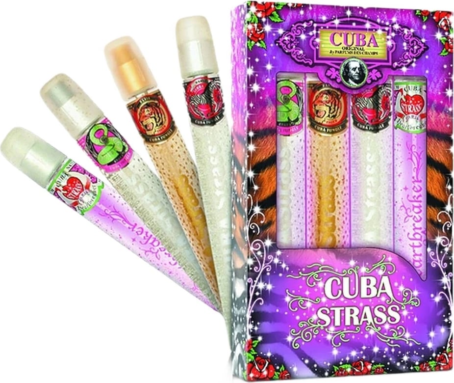 Eau de Parfum për femra Cuba Original Strass Snake Tiger Zebra Heartbreaker, 4x35ml