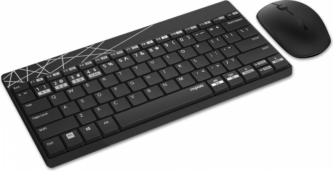 Set tastierë dhe maus RAPOO 8000M, wireless, i zi