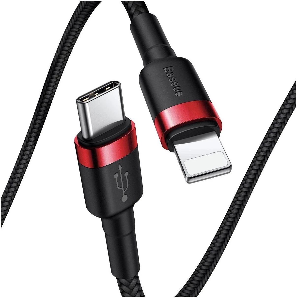 Kabllo Baseus Cafule USB-C do Lightning PD, 18W, 1m, e zezë e kuqe