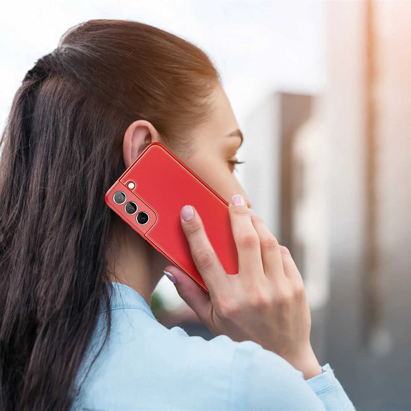 Mbështjellës Dux Ducis Yolo për Samsung Galaxy S22+, lëkurë ekologjike, Kuq