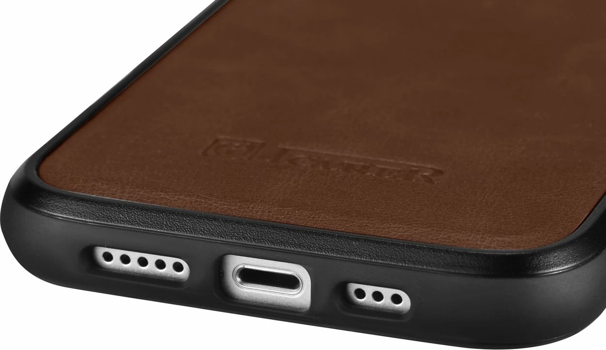 Mbështjellës lëkure iCarer për iPhone 14 Plus, MagSafe, Kafe