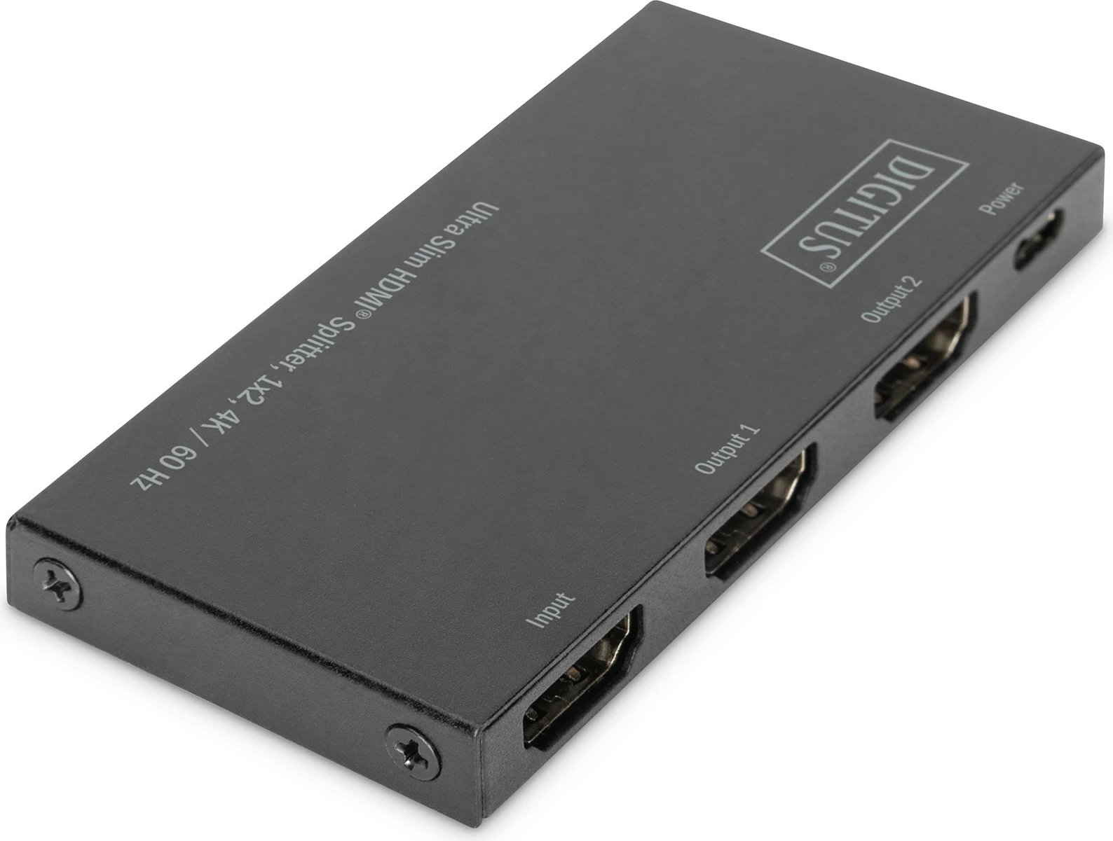 Ndarës HDMI Digitus Ultra Slim 1x2, 4K/60Hz, metalik, i zi