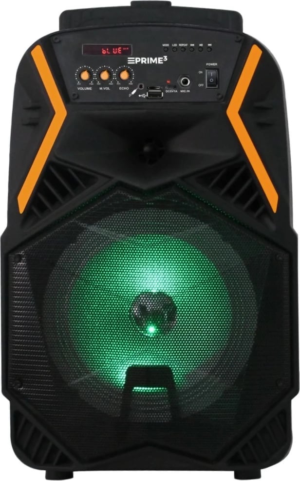 Boks portativ PRIME3 APS22 BLAZE me Bluetooth, karaoke, mikrofon pa tela, LED, zi/portokalli