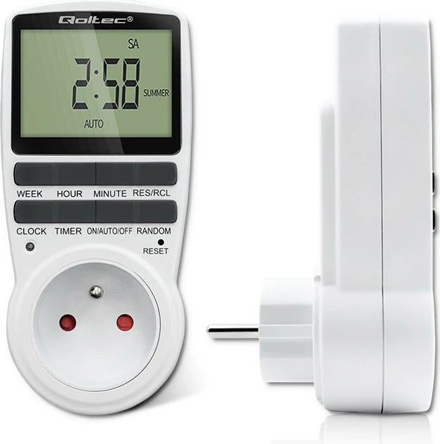 Programator kohe elektronik Qoltec PC0628, 3680W, 16A, LCD, Bardhë