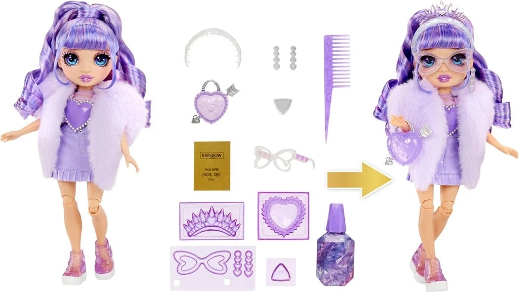 Lodër modë MGA Rainbow High Creative Crystals Violet, shumëngjyrëshe