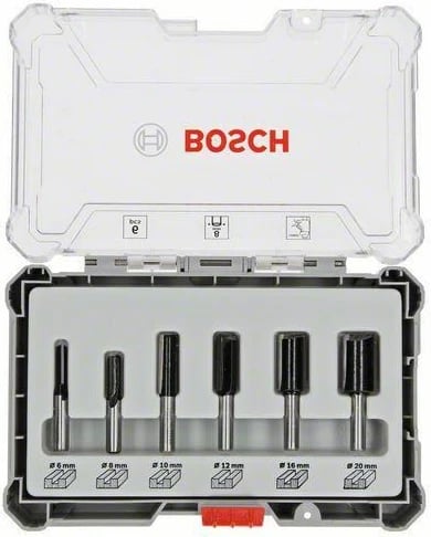 Set freza drejtë BOSCH 6 copë, dorëz 8mm