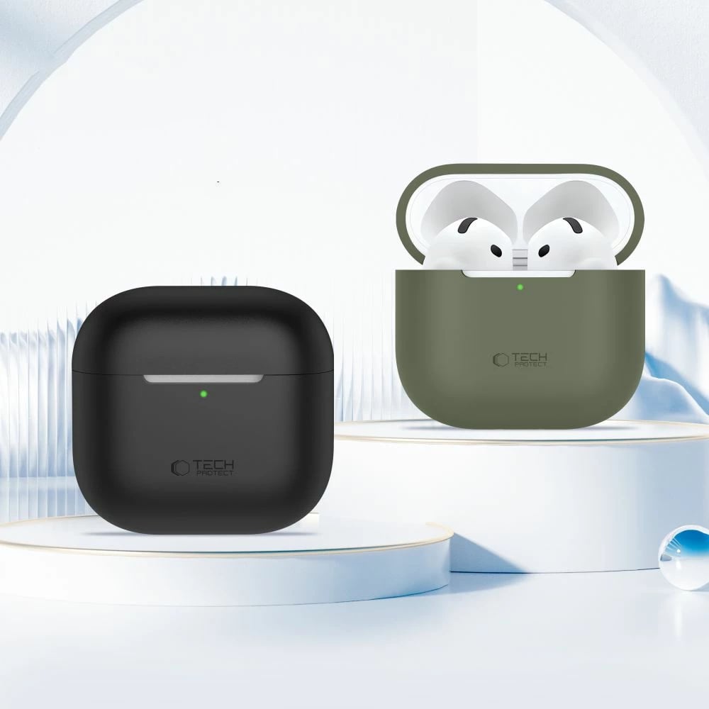 Mbështjellës Tech-Protect për AirPods 4, silikon, i zi
