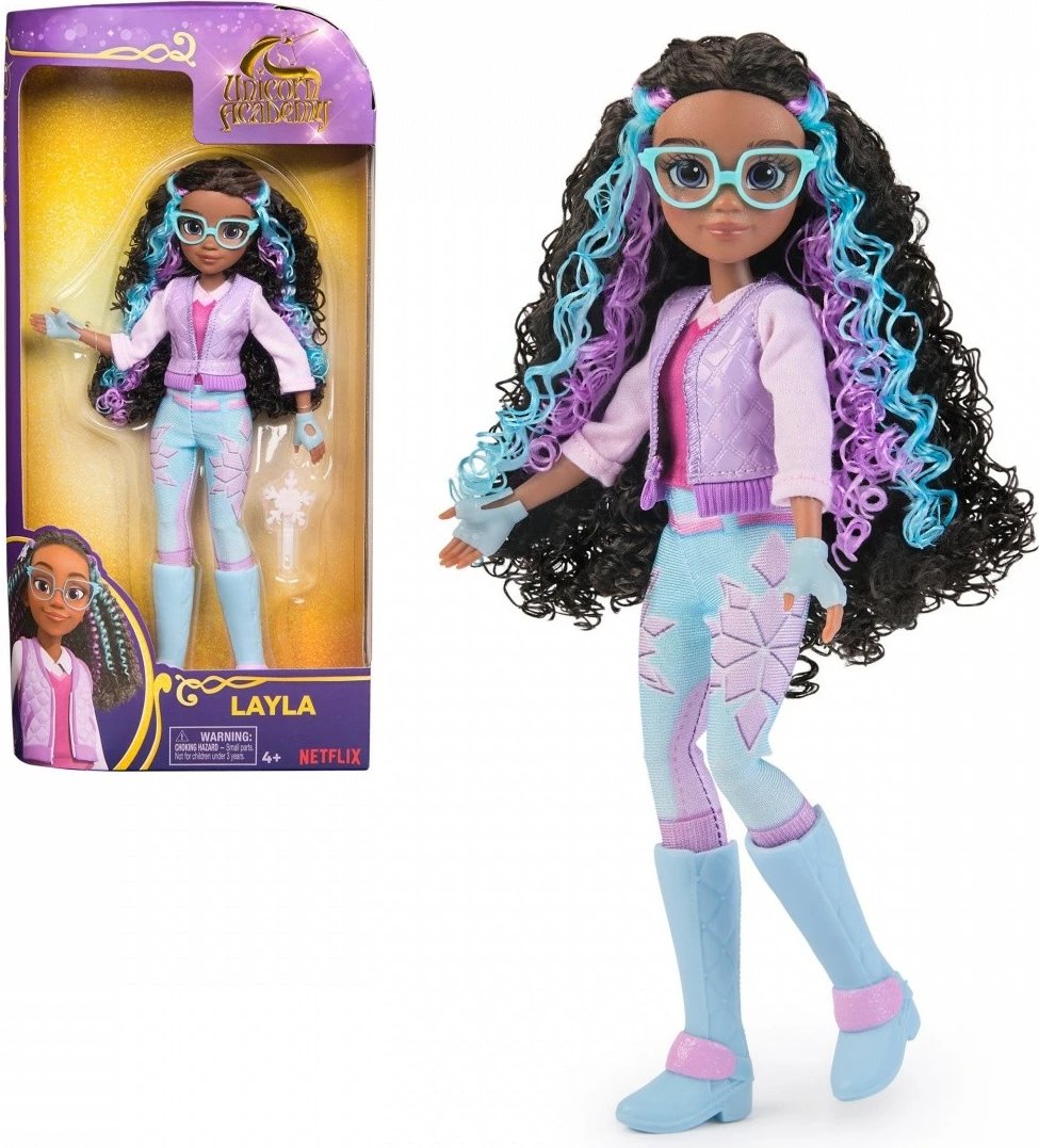 Kukull Layla Spin Master Unicorn Academy 23cm me aksesorë, vjollcë/blu
