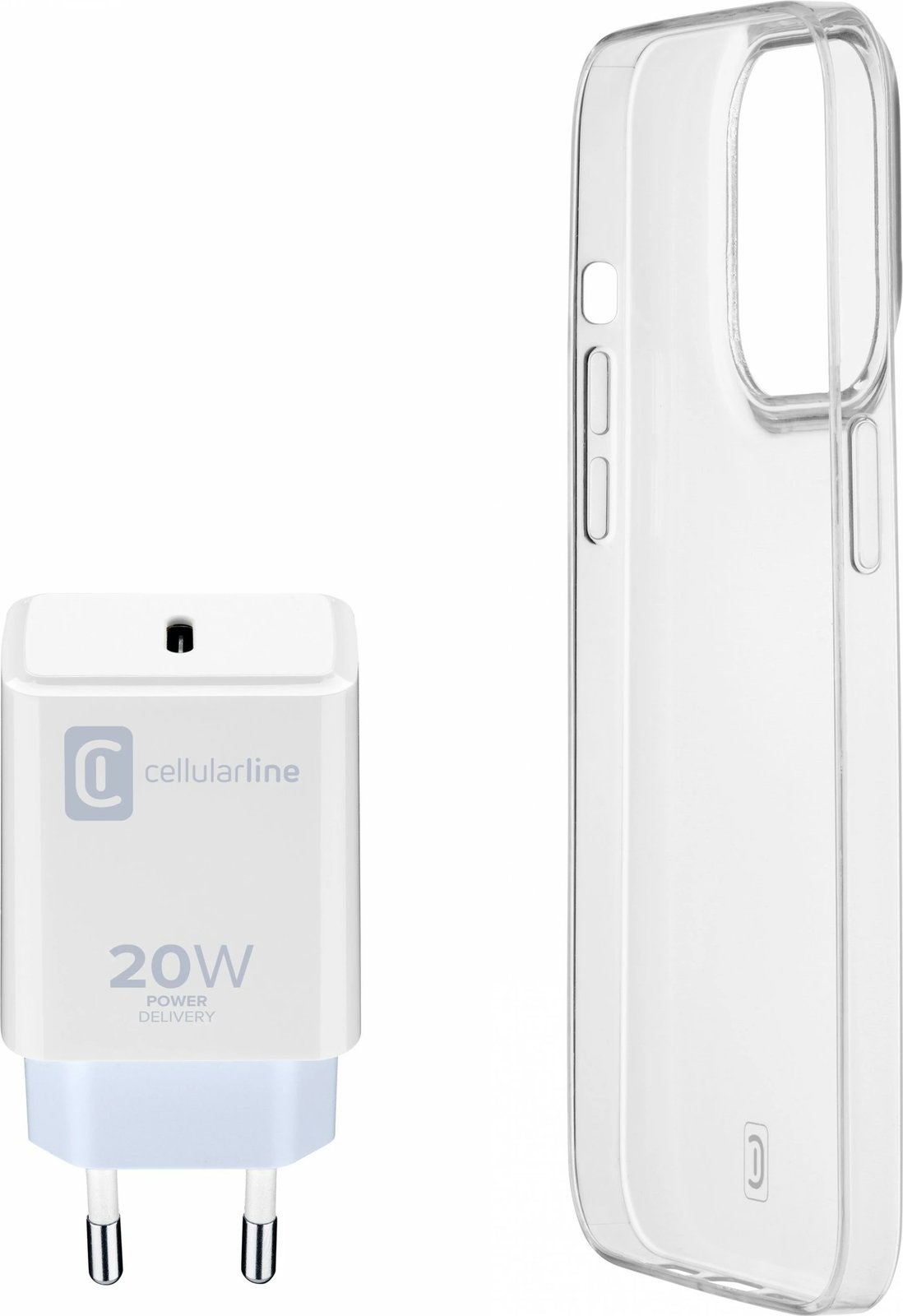 Mbështjellës Cellular Line Starter Kit për iPhone 14, 20W, i bardhë