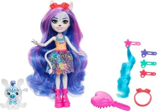 Set kukullë Enchantimals Mattel HNV28 me zebër dhe aksesorë, shumëngjyrëshe