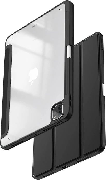 Mbështjellës CRONG PrimeFolio për iPad Air 11 M3/M2, iPad Air 10.9 (5th-4th gen), iPad Pro 11 (2022-2021), i zi/transparente