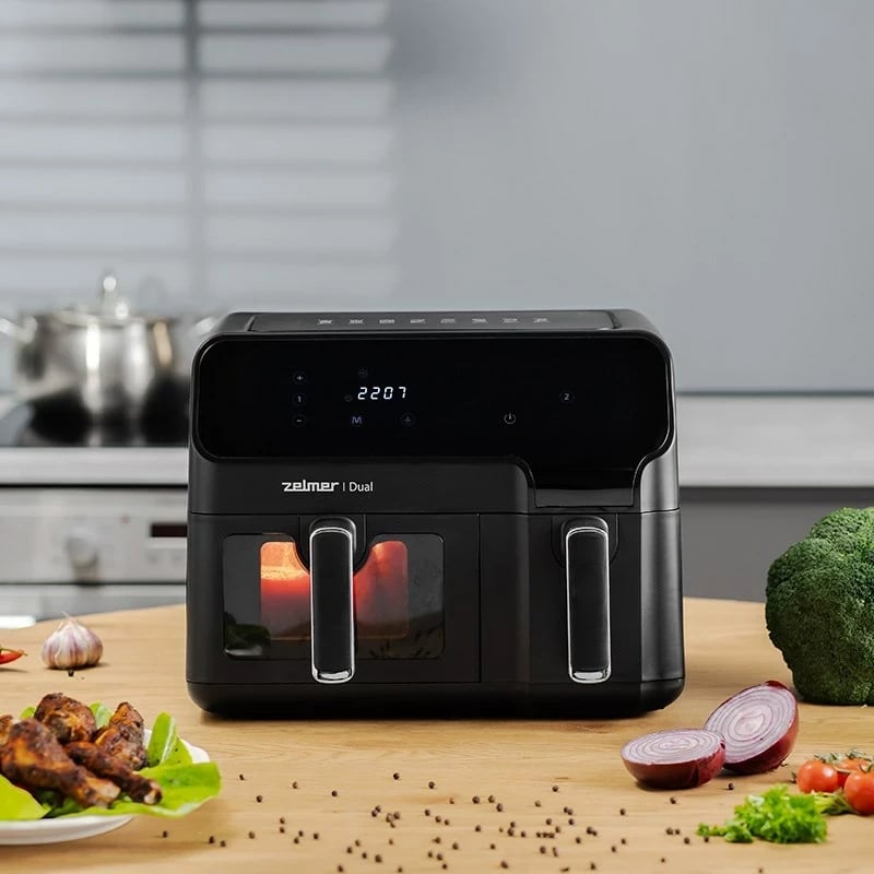 Fritezë ajri Zelmer ZAF 9000, 5.5 l + 3.5 l, 2700 W, e zezë