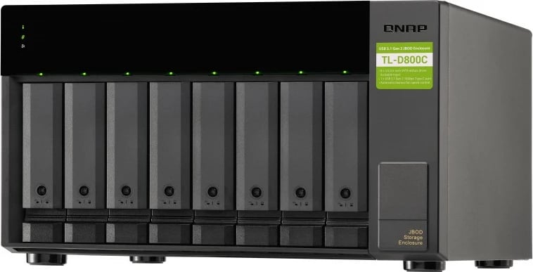 Kasë QNAP TL-D800C, 8 vende, USB-C 3.2 Gen2, e zezë/gri