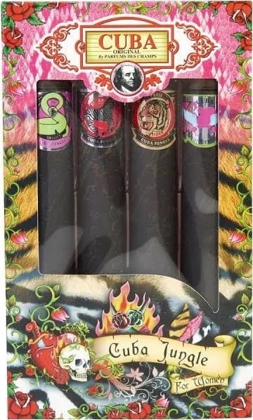 Set Eau de Parfum për femra Cuba Original Jungle Snake, Tiger, Zebra, Heartbreaker 4x35ml