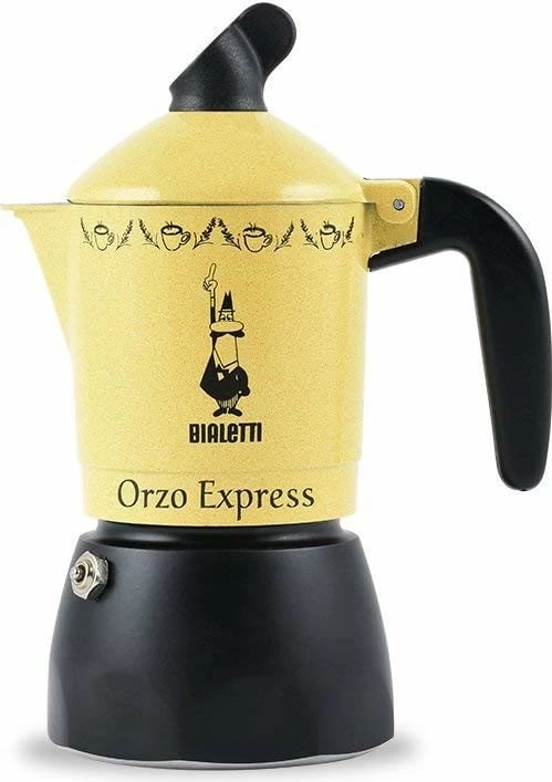 Moka pot Bialetti Orzo Express, 2 filxhanë, alumini, zezë, verdhë