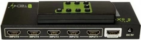 Switch HDMI Techly 5x1 me telekomandë, 4K2K 3D, Zi