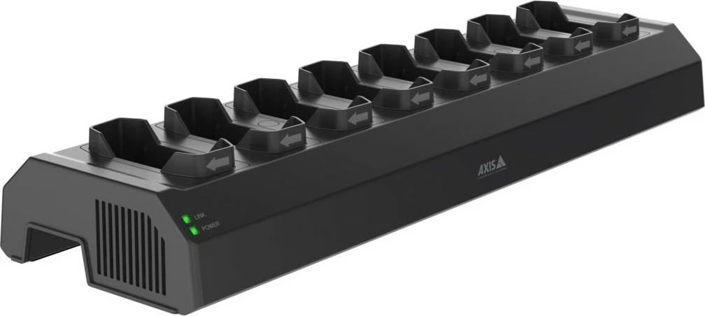 Docking station Axis W701 Mk II për kamera trupore W101/W120, sistem kontrollues W800, 8 vende, e zezë