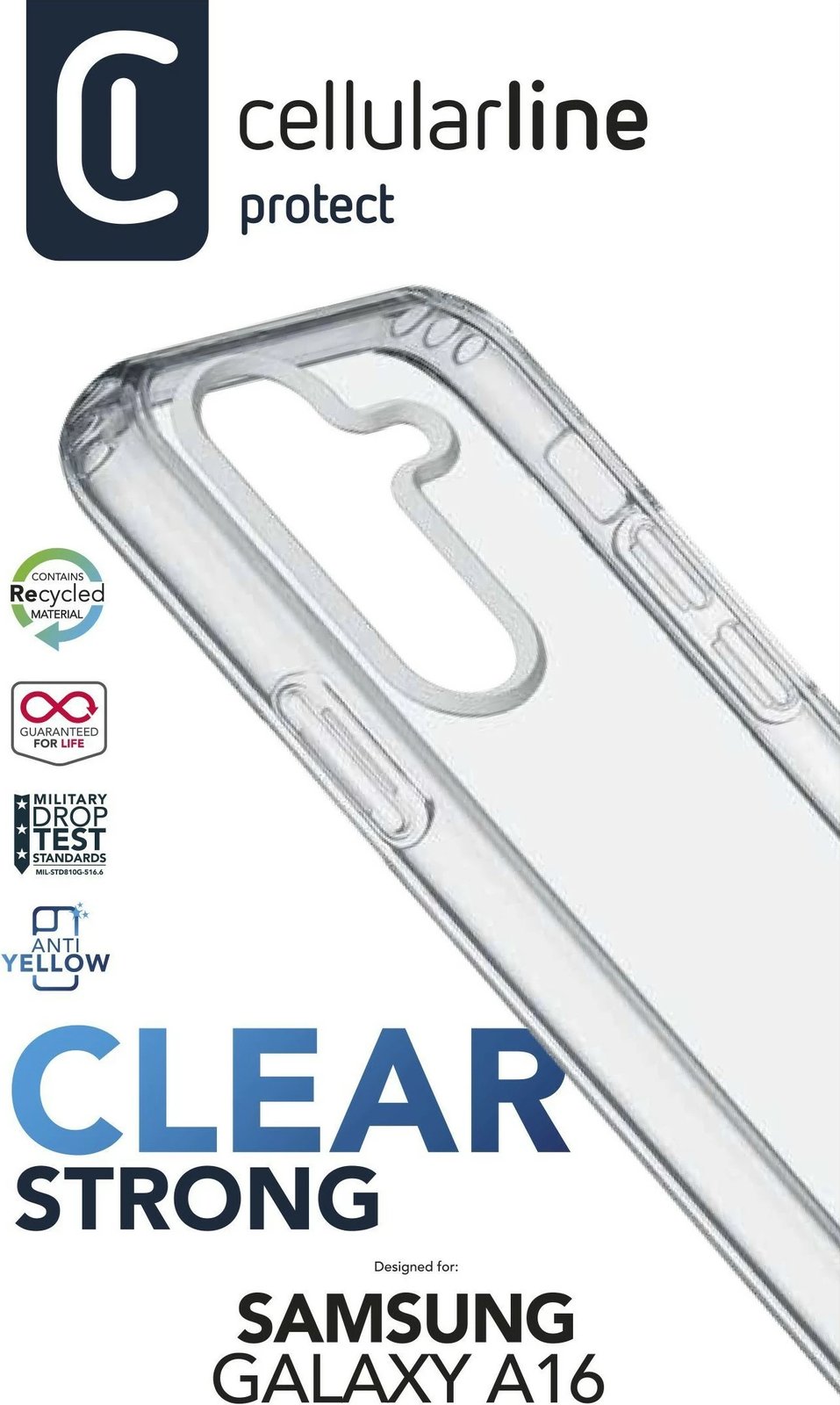 Mbështjellës Cellular Line për Samsung Galaxy A16, 6.7", transparent