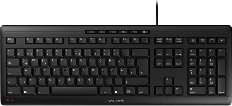 Tastierë Cherry Stream, Full-size (100%), Wired, USB, Mekanike, QWERTZ, e zezë