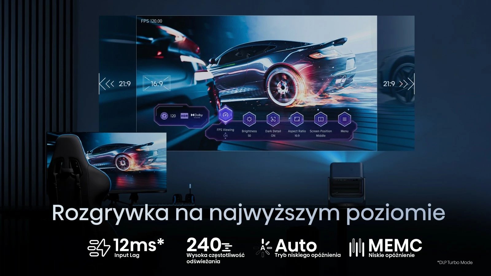 Projektor laser Hisense C2, 4K, 300", JBL Sound, WiFi, Bluetooth, Gri