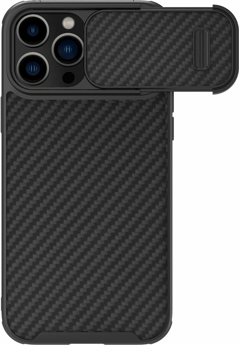 Mbështjellës Nillkin Synthetic Fiber S Case për iPhone 14 Pro Max me kapak kamere, e zezë