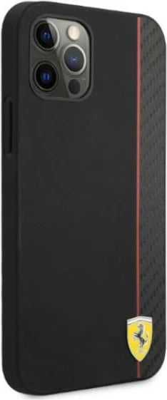 Mbështjellës Ferrari FESAXHCP12LBK për iPhone 12 Pro Max 6.7", On Track Carbon Stripe, i zi