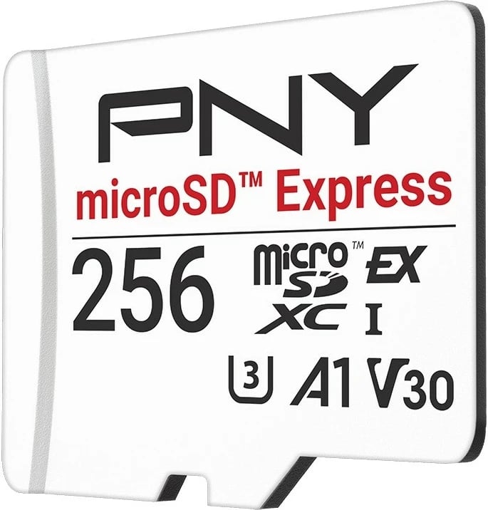 Kartelë memorie microSD Express PNY 256GB, SDXC, UHS-I, pa adapter, e bardhë