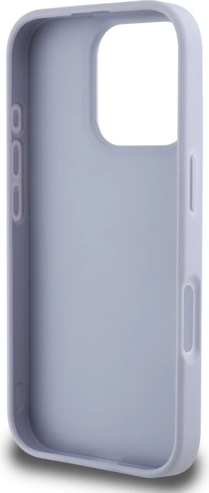 Mbështjellës Guess Hot Stamp 4G Pattern Triangle Metal Logo për iPhone 16 Pro, Vjollcë