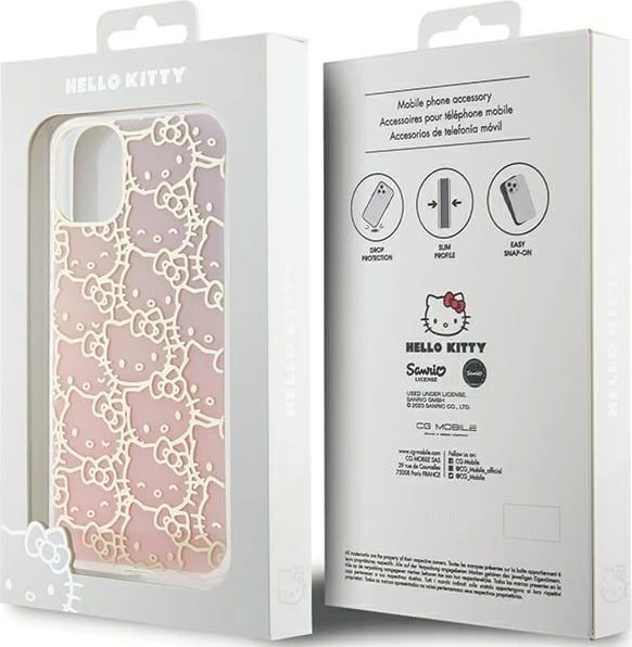 Mbështjellës Hello Kitty IML Gradient Electrop Crowded Kitty Head për iPhone 11/XR, Rozë